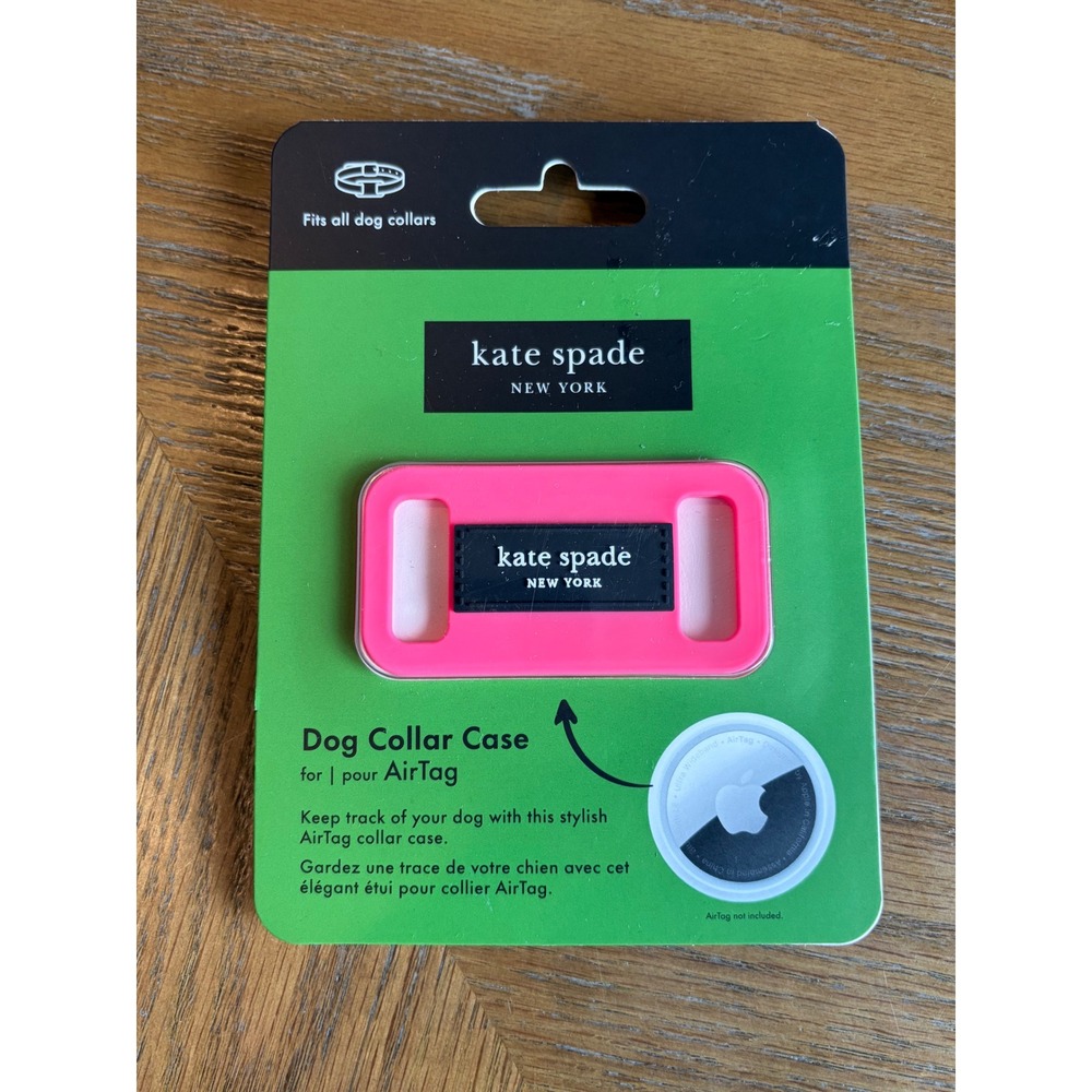 Kate Spade New York AirTag Dog Collar Case Pink Silicone Water Resistant